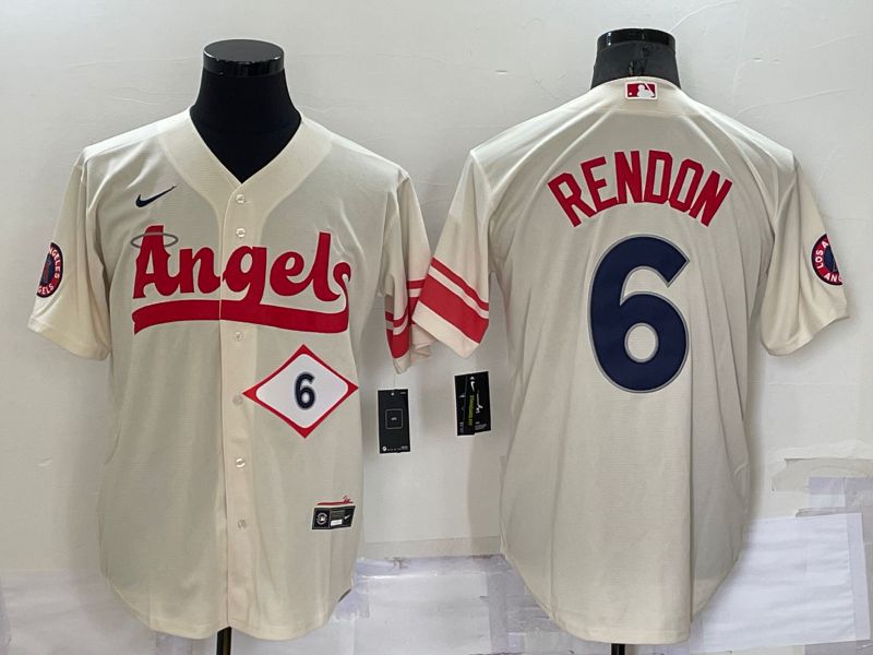 Men Los Angeles Angels #6 Rendon Cream City Edition Game Nike 2022 MLB Jerseys